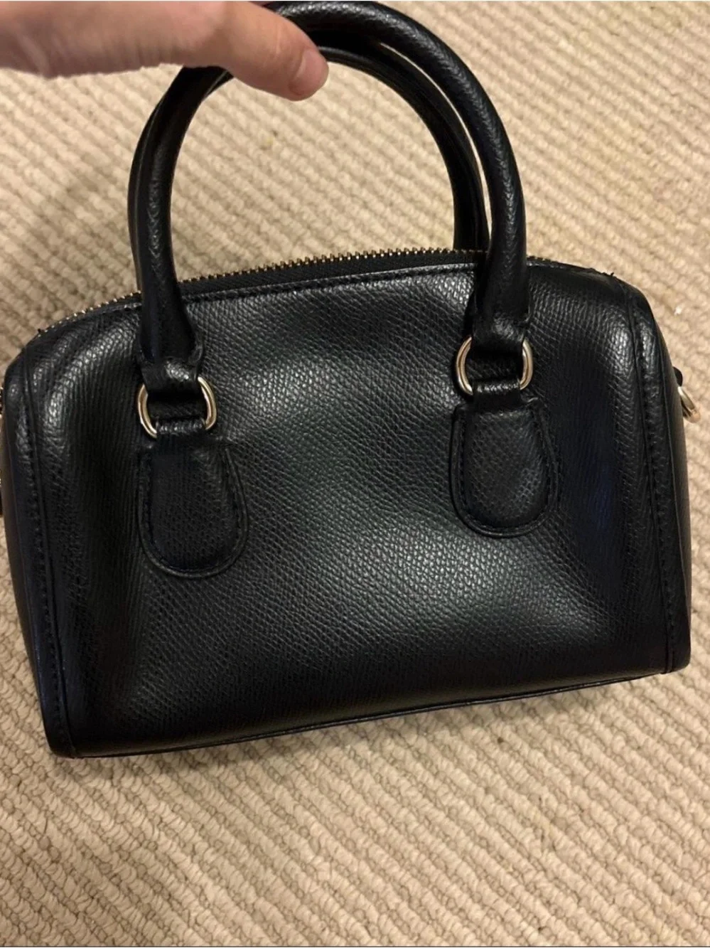Coach Black Pebble Leather Satchel with Gold Accents - Picture 3 of 5